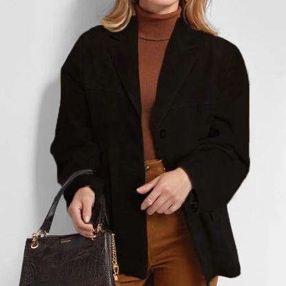 Blazer Efecto Ante para Mujer | Americana de Antelina con Bolsillos de Solapa