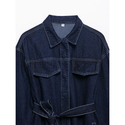 Conjunto Vaquero para Mujer | Chaqueta Vaquera con Cinturón y Vaquero Recto