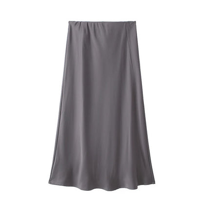 Falda Satinada Midi para Mujer | Cintura Alta