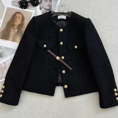 Chaqueta Tweed para Mujer | Chaqueta Corta Entallada con Botones Dorados