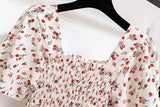 Vestido Midi Fruncido Floral para Mujer | Vestido de Verano Escote Cuadrado