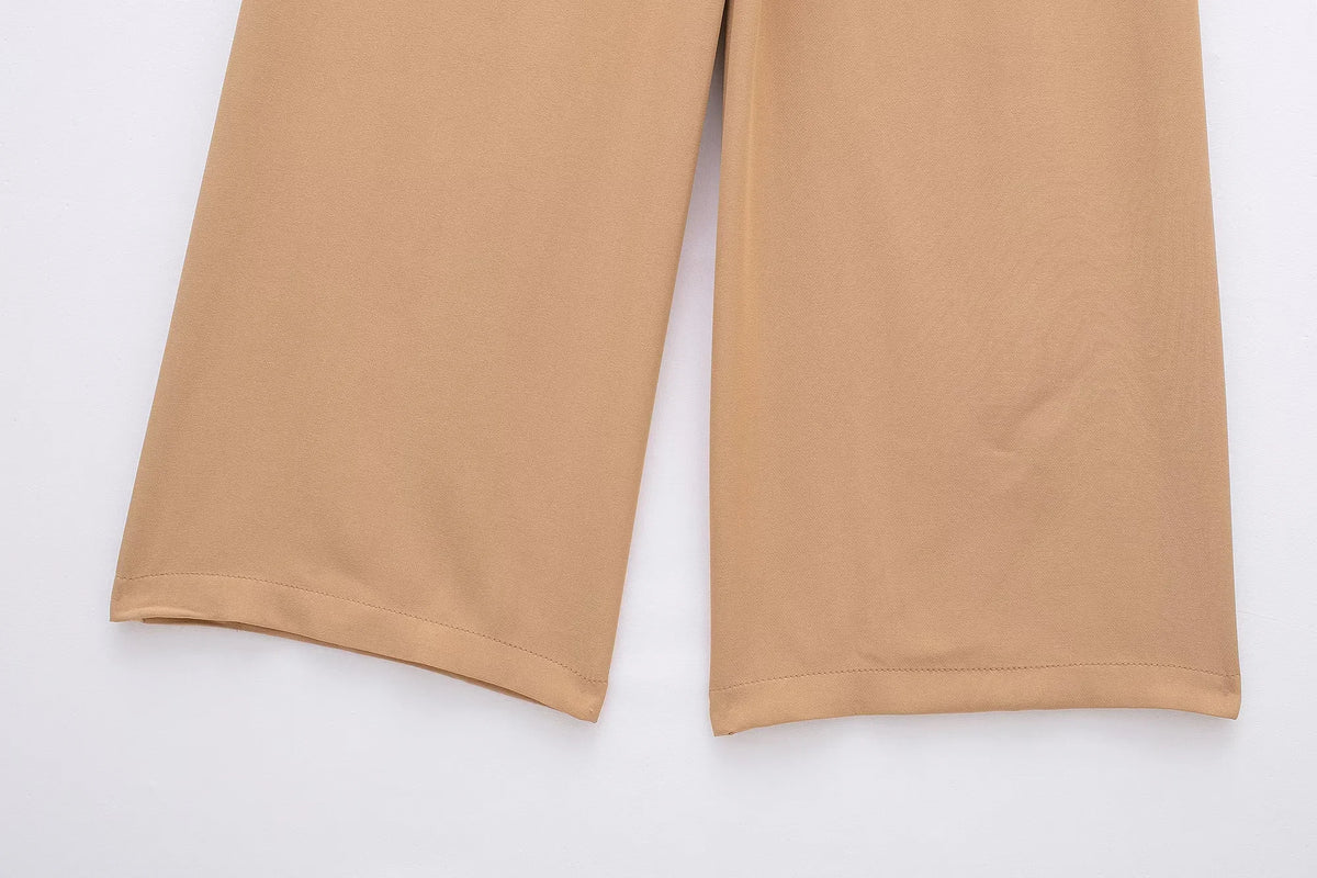 Pantalón Ancho Recto para Mujer | Casual de Pierna Ancha con Cordón