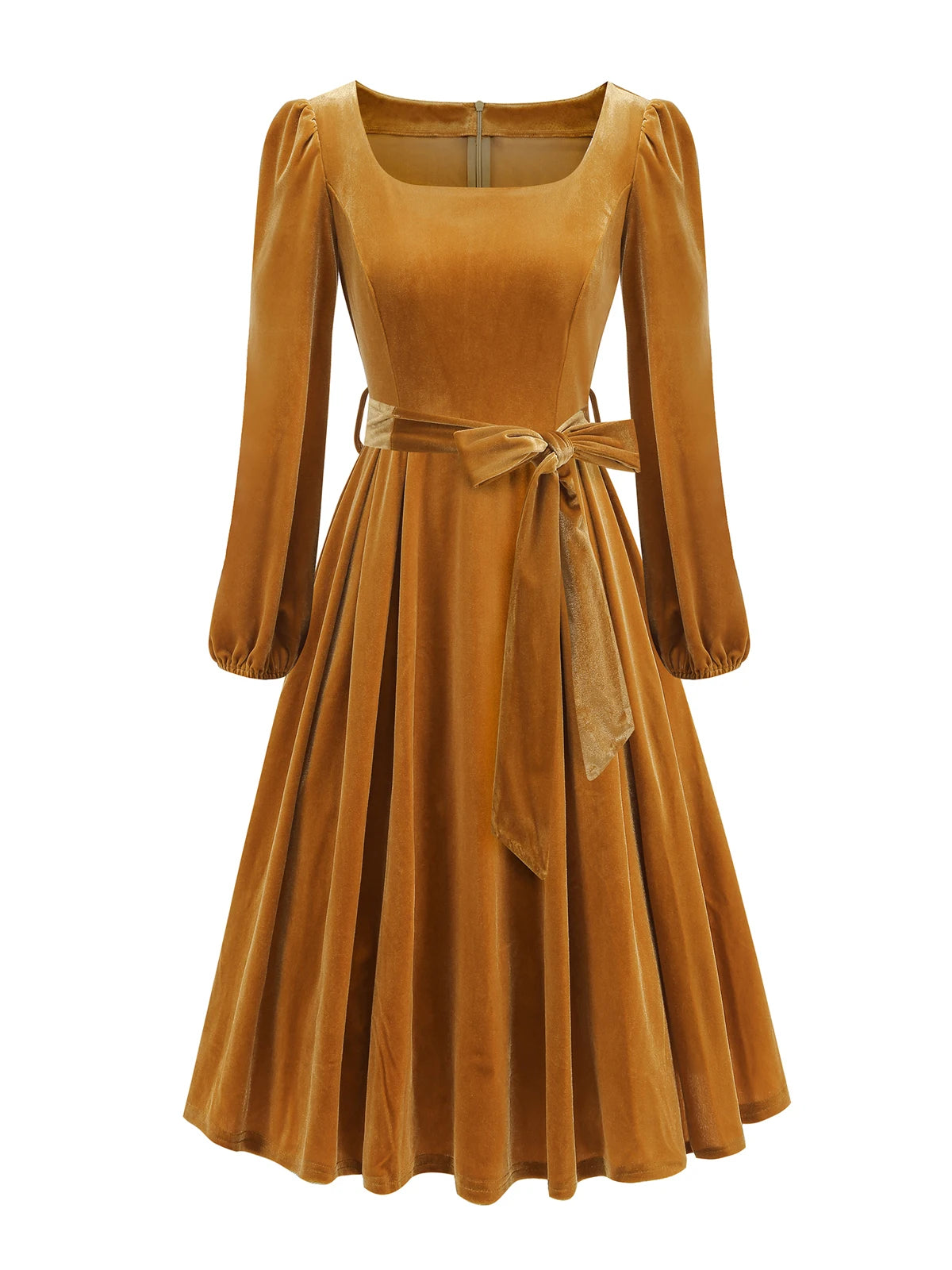 Vestido de Terciopelo Navideño para Mujer | Escote Cuadrado