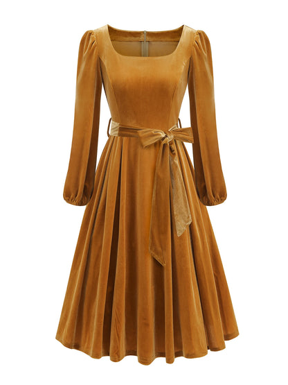 Vestido de Terciopelo Navideño para Mujer | Escote Cuadrado
