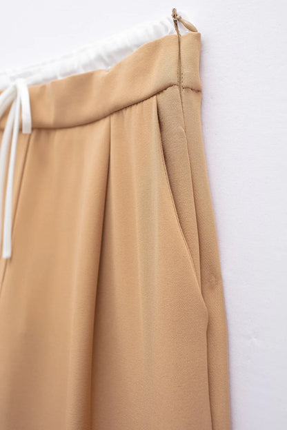 Pantalón Ancho Recto para Mujer | Casual de Pierna Ancha con Cordón