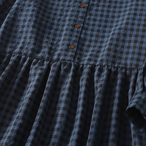 Vestido Camisero de Cuadros para Mujer | Holgado Vintage de Manga Larga