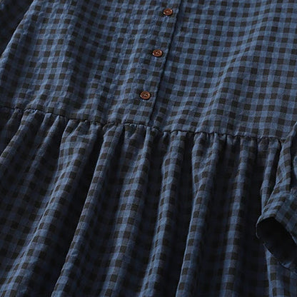 Vestido Camisero de Cuadros para Mujer | Holgado Vintage de Manga Larga