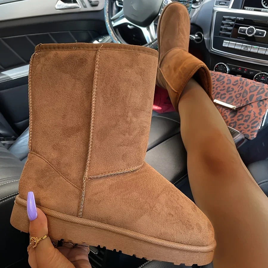 Botas de Nieve Planas para Mujer | Botas de Invierno Acolchadas sin Cordones