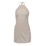 Vestido Corto de Lino Halter para Mujer | Vestido de Verano Espalda Descubierta