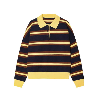 Jersey de Rayas Cuello Polo para Mujer | Oversize