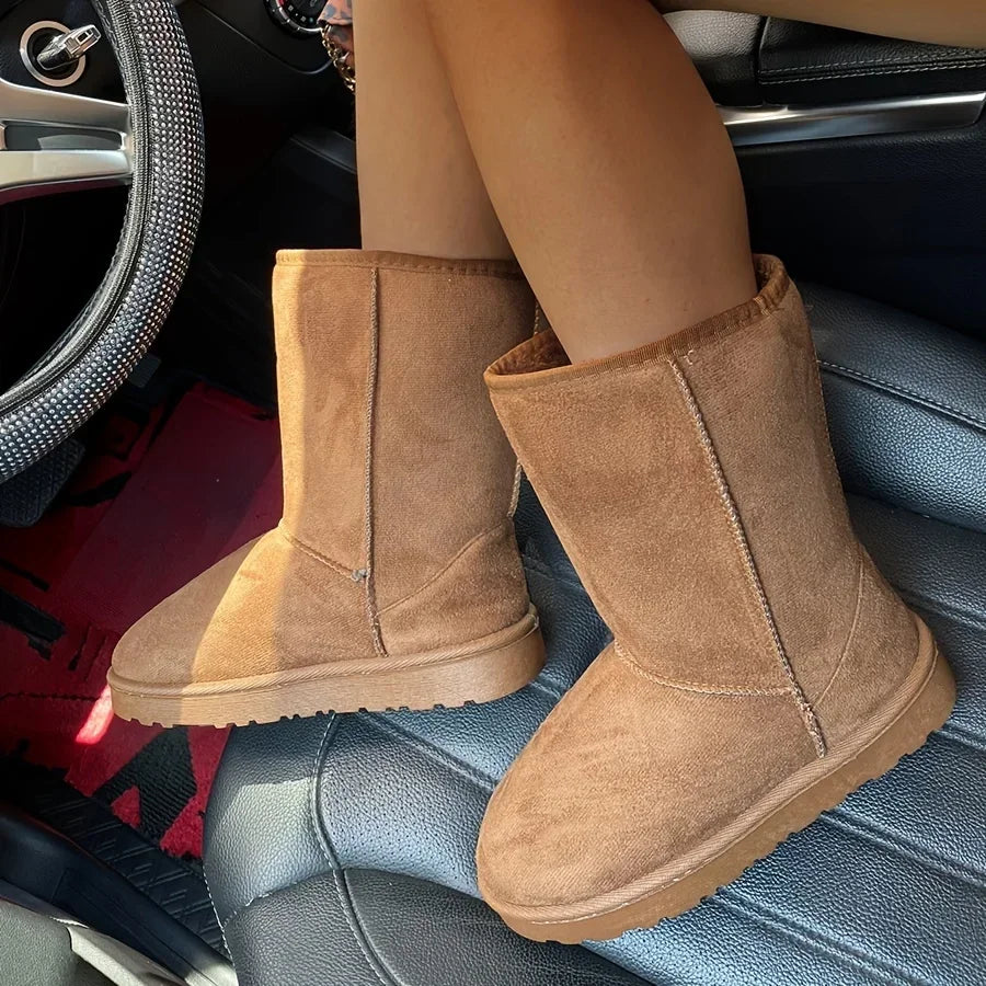 Botas de Nieve Planas para Mujer | Botas de Invierno Acolchadas sin Cordones