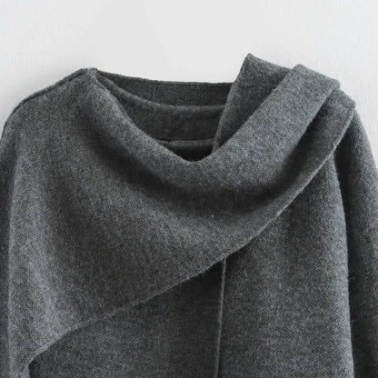 Jersey Oversize de Punto para Mujer | Con Bufanda Cruzada Estilo Capa