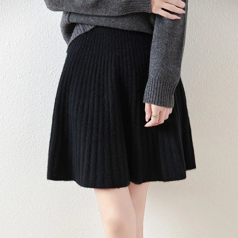 Falda Plisada de Punto para Mujer | Lana y Cashmere
