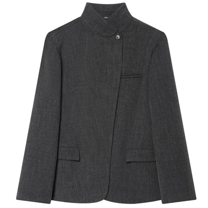 Blazer Asimétrico Gris para Mujer | Chaqueta Entallada de Manga Larga