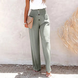 Pantalón de Lino para Mujer | Pantalón Ancho de Verano de Cintura Alta