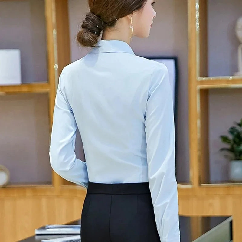 Camisa Blanca Entallada para Mujer | Camisa de Vestir Clásica de Oficina