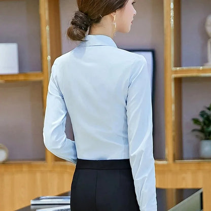 Camisa Blanca Entallada para Mujer | Camisa de Vestir Clásica de Oficina