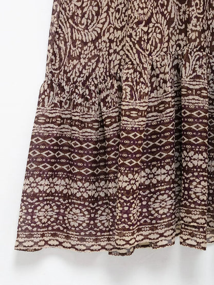 Vestido Midi Estampado para Mujer | Vestido Vintage de Manga Larga y Escote en V
