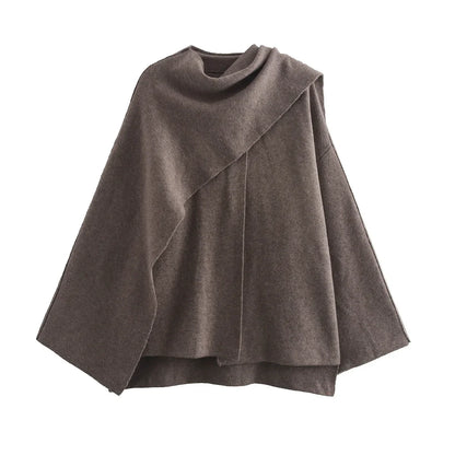 Jersey Oversize de Punto para Mujer | Con Bufanda Cruzada Estilo Capa