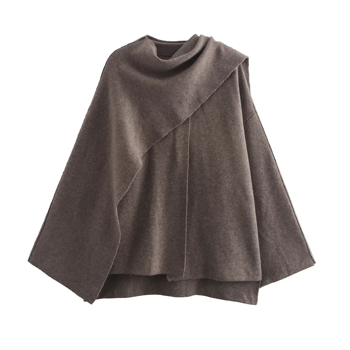 Jersey Oversize de Punto para Mujer | Con Bufanda Cruzada Estilo Capa