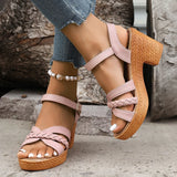 Sandalias de Tacón para Mujer | Sandalias Trenzadas de Plataforma con Tiras