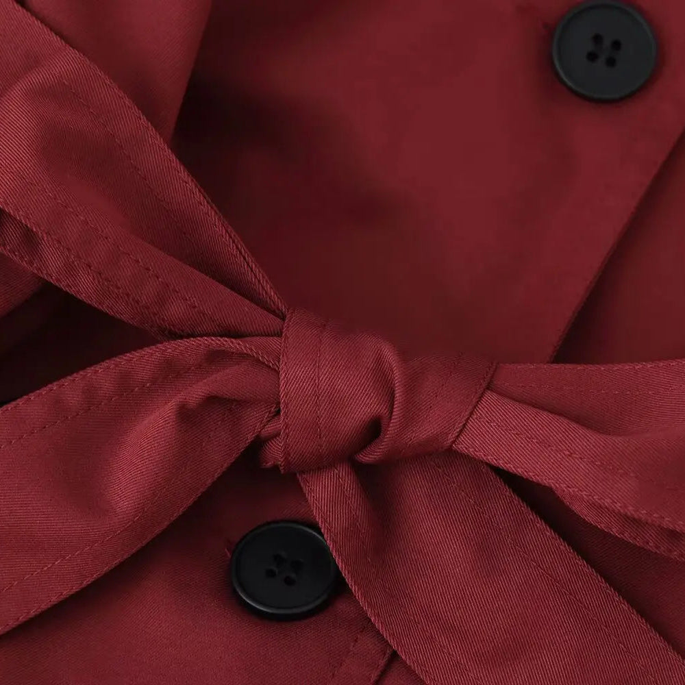 Gabardina Corta para Mujer | Trench Cruzado con Cuello Alto y Cinturón