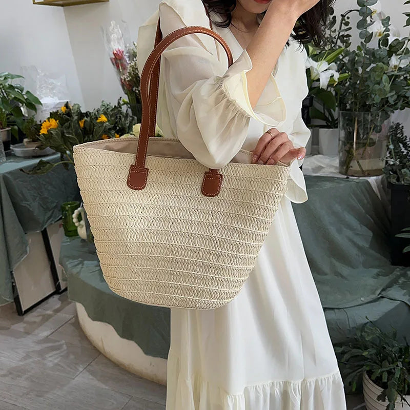 Bolso de Rafia para Mujer | Capazo de Playa Tejido de Verano