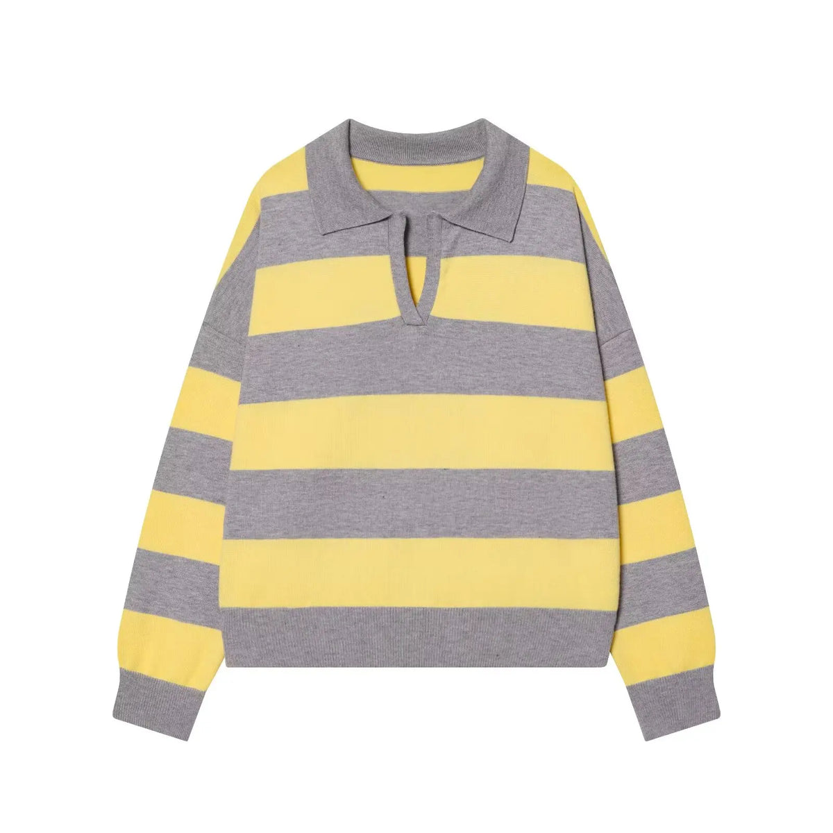 Jersey de Rayas Cuello Polo para Mujer | Oversize