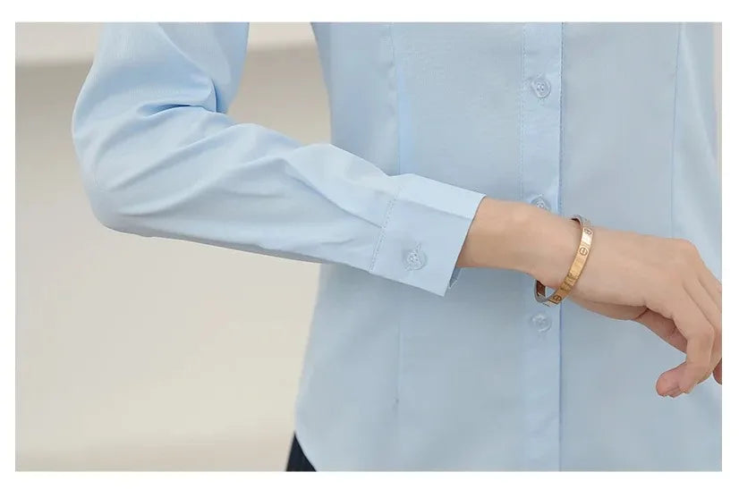 Camisa Blanca Entallada para Mujer | Camisa de Vestir Clásica de Oficina