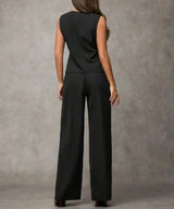 Conjunto de Dos Piezas para Mujer | Top sin Mangas y Pantalón Ancho Elegante