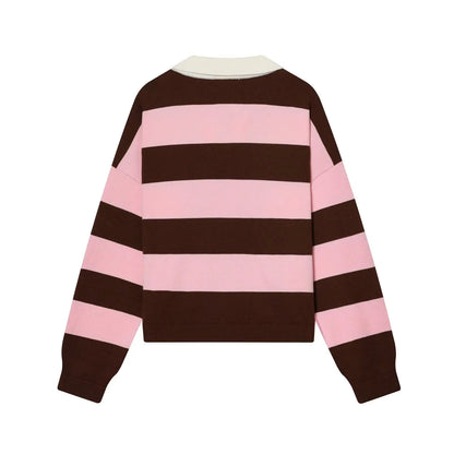 Jersey de Rayas Cuello Polo para Mujer | Oversize