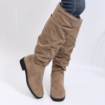 Botas Altas de Ante para Mujer | Botas Cómodas de Invierno Tacón Bajo