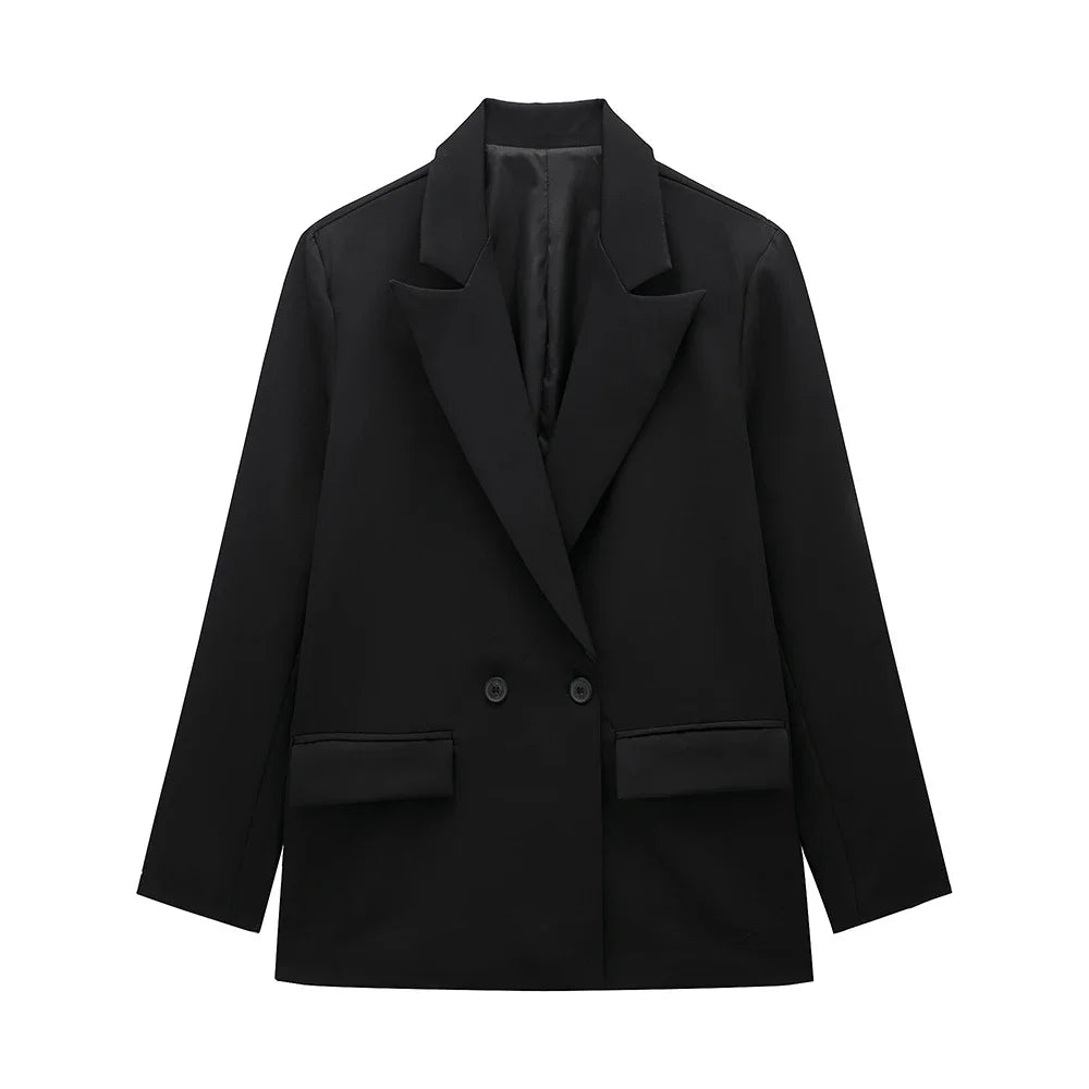 Blazer Cruzado Oversize para Mujer | Americana Holgada con Bolsillos de Tapeta