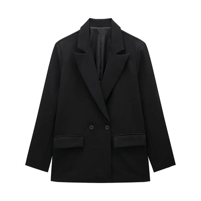Blazer Cruzado Oversize para Mujer | Americana Holgada con Bolsillos de Tapeta