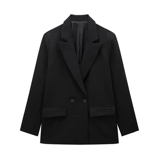 Blazer Cruzado Oversize para Mujer | Americana Holgada con Bolsillos de Tapeta