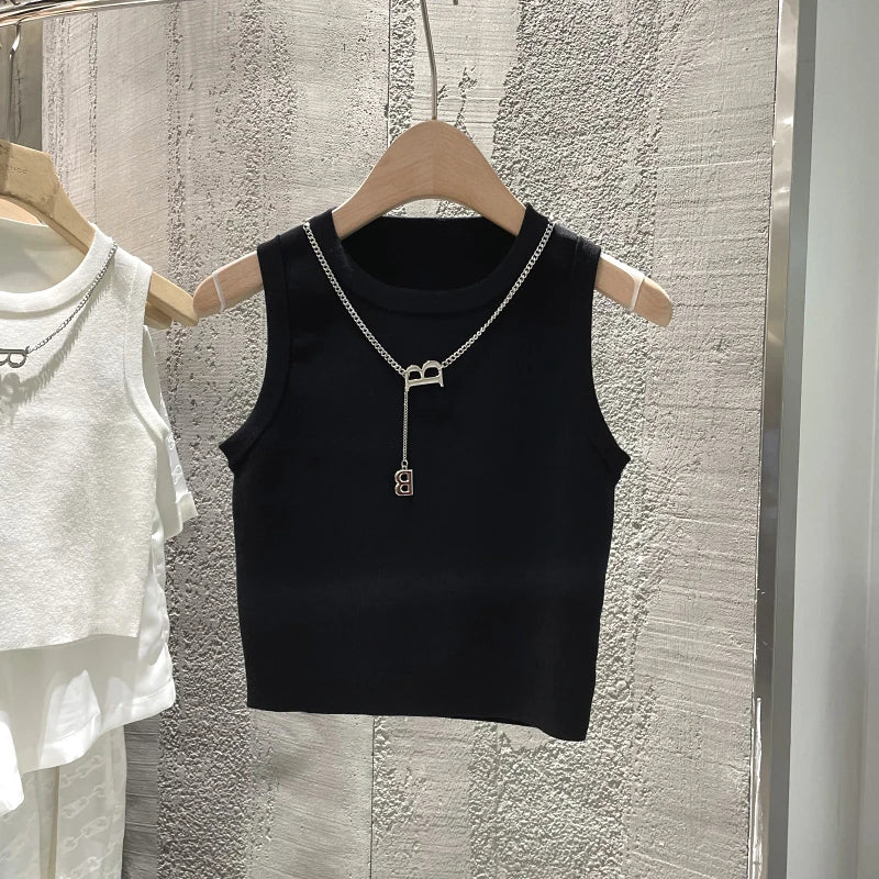 Chaleco de Punto a Rayas para Mujer | Escote Ancho