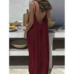 Vestido Largo de Verano de Tirantes para Mujer | Vestido Maxi de Playa con Espalda Descubierta