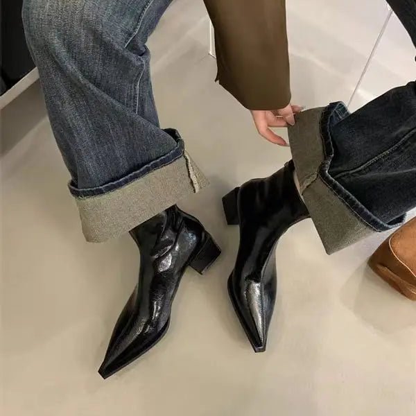 Botines de Punta Fina para Mujer | Botines Cómodos de Invierno con Cremallera