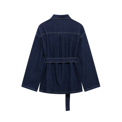 Conjunto Vaquero para Mujer | Chaqueta Vaquera con Cinturón y Vaquero Recto