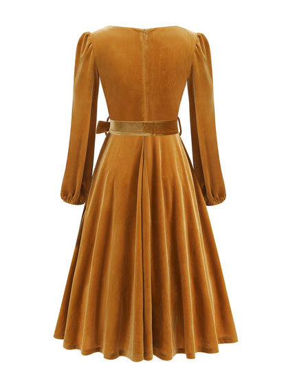 Vestido de Terciopelo Navideño para Mujer | Escote Cuadrado