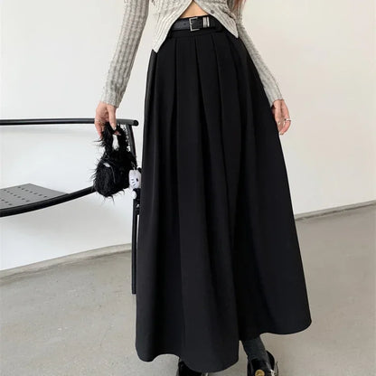 Falda Midi Plisada Coreana para Mujer | Vuelo Amplio
