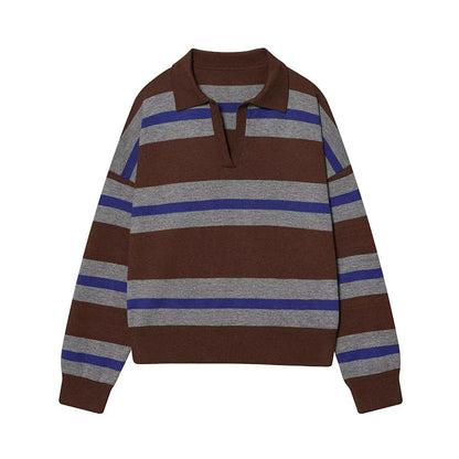 Jersey de Rayas Cuello Polo para Mujer | Oversize