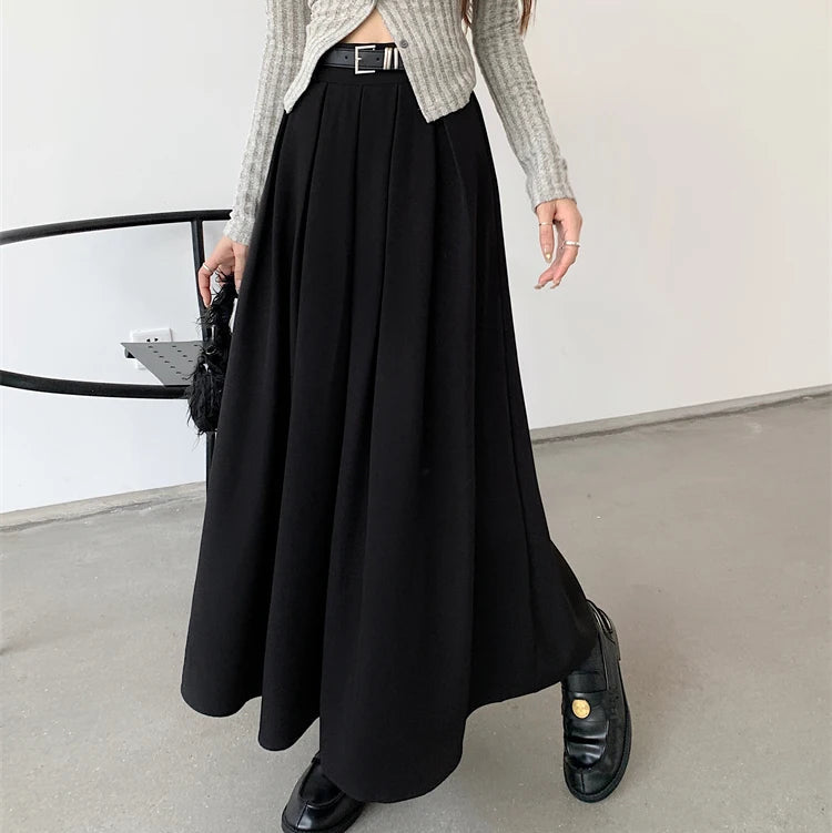 Falda Midi Plisada Coreana para Mujer | Vuelo Amplio