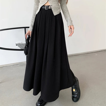 Falda Midi Plisada Coreana para Mujer | Vuelo Amplio