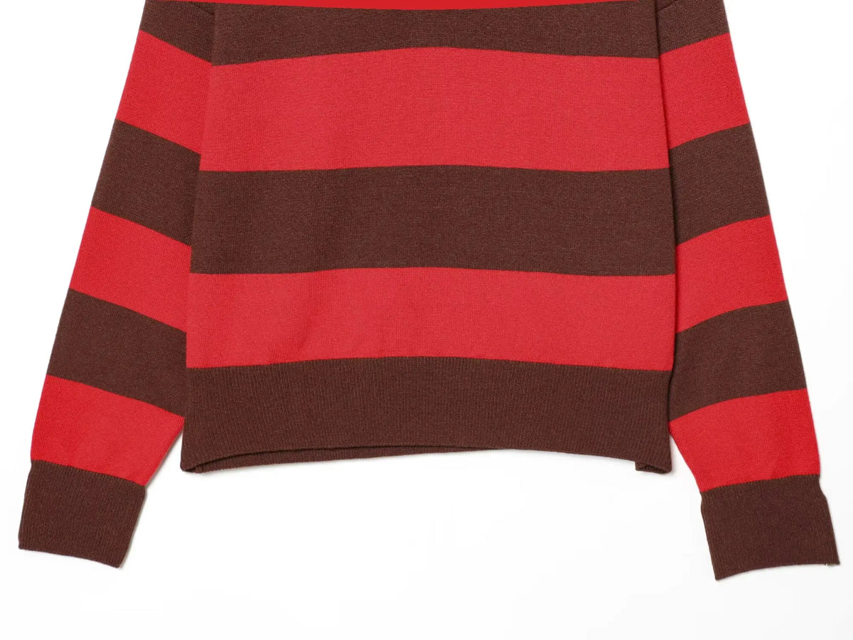 Jersey de Rayas Cuello Polo para Mujer | Oversize