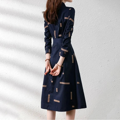 Vestido Camisero Midi Geométrico para Mujer | Estampado Slim