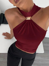 Top Anudado con Anilla para Mujer | Top de Tirantes de Verano Entallado