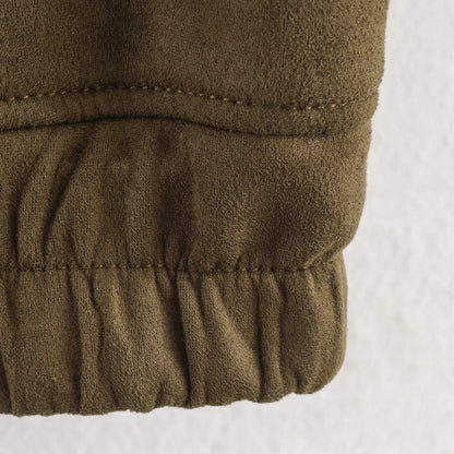 Cazadora de Antelina para Mujer | Chaqueta Efecto Ante con Cuello Alto y Bolsillos