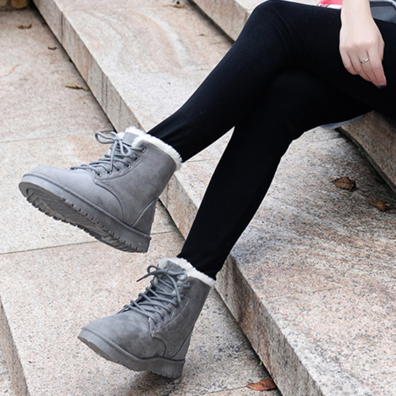 Botines de Ante con Plataforma para Mujer | Botines de Invierno con Cordones Cruzados