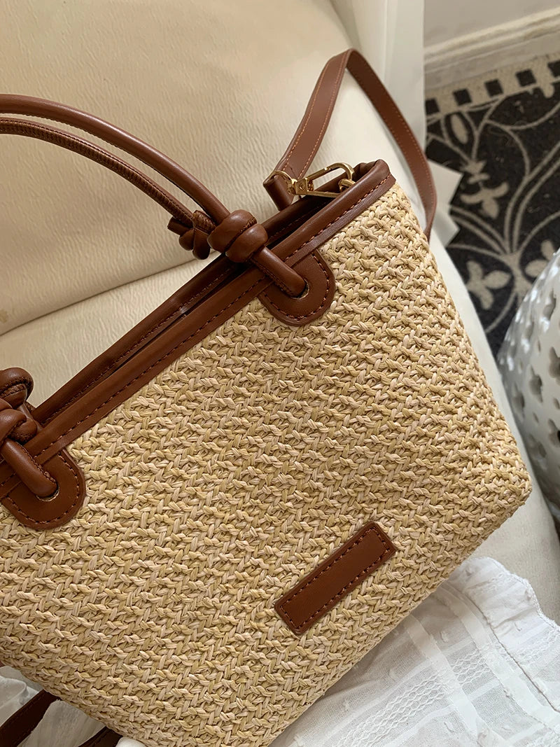 Bolso de Rafia para Mujer | Bolso Bandolera de Playa Tejido de Verano